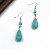 2016 New Fashion Silver Alloy Green Waterdrop Natural Turquoise Long Dangle Drop Earrings For Females Jewelry