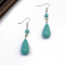 2016 New Fashion Silver Alloy Green Waterdrop Natural Turquoise Long Dangle Drop Earrings For Females Jewelry