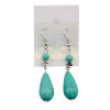 2016 New Fashion Silver Alloy Green Waterdrop Natural Turquoise Long Dangle Drop Earrings For Females Jewelry