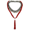 N-6106    3 Colors Bohemian Fashion Necklaces & Pendants Gun Black Chain Red Black And Blue Rope Long Tassel Bib Statement Necklace Women Jewelry