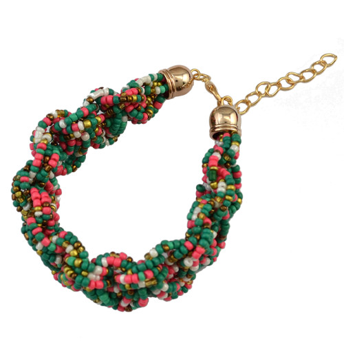 B-0674  Bohemian Tibetan Style Fashion 7 Colors Handmade Beads Wide Adjustable Bracelet for Women Jewelry