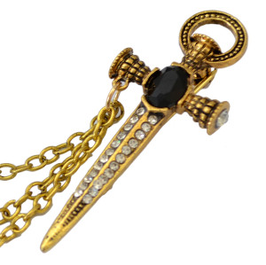 P-0320  Punk Crystal Rhinestone Cross Skull Brooch Pins Silver/Gold Plated Chain Brooches Unisex Jewelry