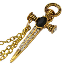 P-0320  Punk Crystal Rhinestone Cross Skull Brooch Pins Silver/Gold Plated Chain Brooches Unisex Jewelry