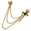 P-0320  Punk Crystal Rhinestone Cross Skull Brooch Pins Silver/Gold Plated Chain Brooches Unisex Jewelry