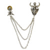 P-0320  Punk Crystal Rhinestone Cross Skull Brooch Pins Silver/Gold Plated Chain Brooches Unisex Jewelry