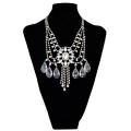 N-6101  Fashion Luxury Noble Style gun Black Clear Crystal Drop Multilayer Chian Pendant Necklace for Women Jewelry