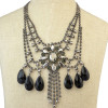 N-6101  Fashion Luxury Noble Style gun Black Clear Crystal Drop Multilayer Chian Pendant Necklace for Women Jewelry