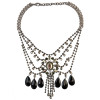 N-6101  Fashion Luxury Noble Style gun Black Clear Crystal Drop Multilayer Chian Pendant Necklace for Women Jewelry