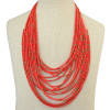 N-6110 6 Colors New Handmade Bohemian Fashion 20 Layers Resin Seed Beads Chain Choker Bib Statement Necklace Women Jewelry