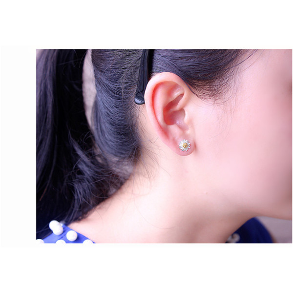 E-3726  Korea Style Fashion Silver Earring Flower Shape Stud Earrings For Women Girls Jewelry