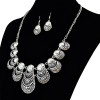 N-6115  Bohemian retro silver plated beatles shape statement necklace earrings set