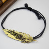 B-0670 Vintage Retro Bronze Adjustable Rope Cuff Bracelet Leather Alloy Engraved Leaf Unisex Bracelets Jewelry