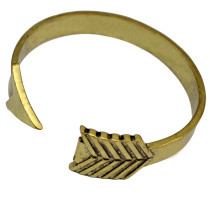 B-0671 Vintage Gold Bangle Cuff Bracelet Mystery Engraved The Mockingjay Lives Polished