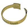 B-0671 Vintage Gold Bangle Cuff Bracelet Mystery Engraved The Mockingjay Lives Polished