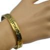 B-0671 Vintage Gold Bangle Cuff Bracelet Mystery Engraved The Mockingjay Lives Polished