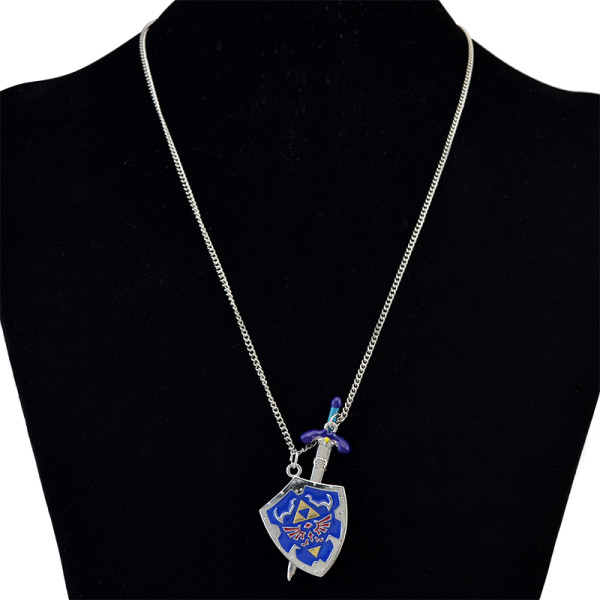 N-6120  Men New Ancient Silver Shield Sword  Vintage Chain Pendant Necklace Wholesale