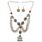 N-6126 3 Colors Bohemian Vintage Silver Coin Geometric Bib Choker Turquoise Tassel Earring Long Necklaces Set Women Jewelry