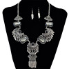 N-6127 Bohemian Coin Earrings Jewelry Sets for Women Antique Silver Long Tassel Moon Necklaces Pendants