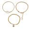 B-0679   Women's Fashion Jewelry Gold Plated AAA Shiny Zircon Beads Adjustable Stretch Bracelet 3 Pcs/Set
