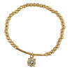 B-0679   Women's Fashion Jewelry Gold Plated AAA Shiny Zircon Beads Adjustable Stretch Bracelet 3 Pcs/Set