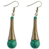 E-3735  2 styles,wheel shape  Baseball bat shape silver plated natural turquoise pendant hook earrings for women jewelry