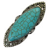 R-1340    Bohemian Vintage Classic Style Silver Plated Green Turquoise Finger Jewelry Rings for Women