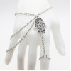 B-0675 Fashion multilayer tassel alloy chain silver bracelet carved flower hand shape bracelets for women jewelry