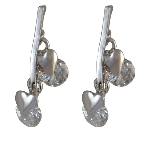 E-3737 New Fashion Silver Gold Plated Rhinestone Crystal Heart Drop Earrings For Women Jewelry