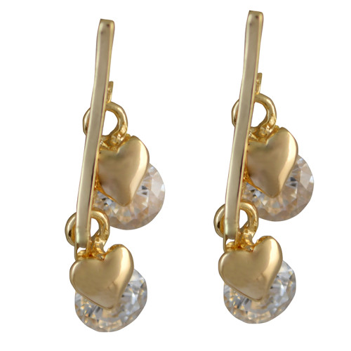 E-3737 New Fashion Silver Gold Plated Rhinestone Crystal Heart Drop Earrings For Women Jewelry