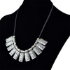 N-6140  Bohemian Style Leather Silver Plated Rectangle Alloy Pendant Necklace for Gypsy Festival Jewelry