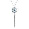 N-6150 2016 Newest Design Fashion Necklaces &Pendants 2 Styles Silver Plated Alloy Blue Turquoise Beads Chain Tassel Leave Tassel Round Circle Pendants Long Necklaces Females Jewelry
