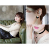 N-6148 Fashion gold plated leather chain drop pearl statement bib necklace
