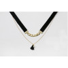 N-6148 Fashion gold plated leather chain drop pearl statement bib necklace