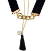 N-6148 Fashion gold plated leather chain drop pearl statement bib necklace