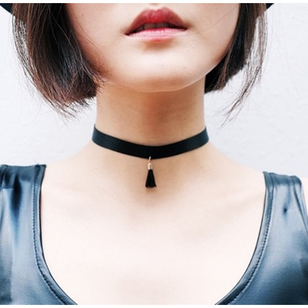 N-6151 Fashion gold plated nylon rope tassel  statement bib necklace