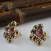 E-3739 Gold Plated Bloom Flower Rhinestone Stud Earring OL Style