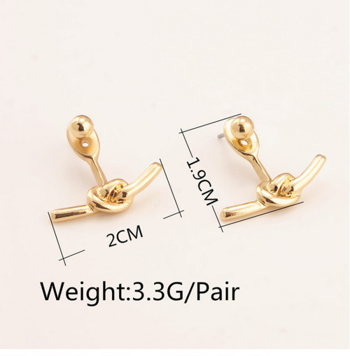 E-3750  New Fashion Unisex Punk Knotted Gold Plated Stud Earring