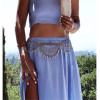 N-6155  Boho silver gold metal bead chain tassel body jewelry sequins charms sexy biniki waist belly beach tribal jewelry