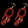 E-3748  European style fashion gold plated resin bead turquoise drop dangle earrings jewelry