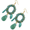 E-3748  European style fashion gold plated resin bead turquoise drop dangle earrings jewelry