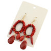 E-3748  European style fashion gold plated resin bead turquoise drop dangle earrings jewelry