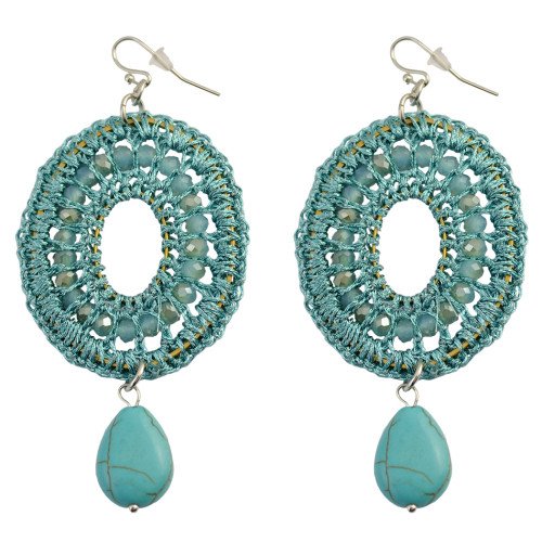 E-3770  Bohemian Fashion Resin Bead Turquoise Drop Dangle Earrings Jewelry