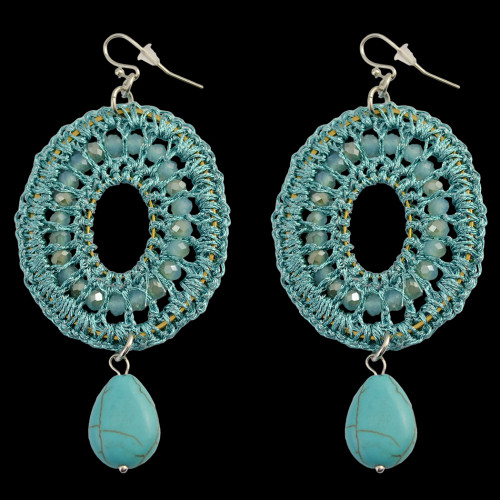 E-3770  Bohemian Fashion Resin Bead Turquoise Drop Dangle Earrings Jewelry