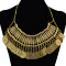 N-5048  Bohemia Vintage Style Golden Silver Zamac Jewelry Handcraft Carving Metal Coin Fringe Statement Necklace Boho Gypsy Beachy Ethnic Tribal Festival Jewelry Turkish