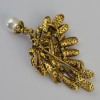 P-0318  Retro silver gold plated wings brooch rhinestone pearl diamante fashion pin