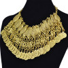 N-6170   ohemian Style Antique Silver Gold Alloy Fashion Chunky Necklaces Carved Flower Tassel Coins Pendant Bib Statement Necklace Women Jewelry