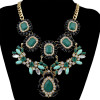 New Arrival  2 colors Flower Gold Plated  Alloy chains adjustable  crystal  resin rhinestone drop flower Statements necklace