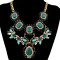 New Arrival  2 colors Flower Gold Plated  Alloy chains adjustable  crystal  resin rhinestone drop flower Statements necklace
