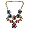 New Arrival  2 colors Flower Gold Plated  Alloy chains adjustable  crystal  resin rhinestone drop flower Statements necklace