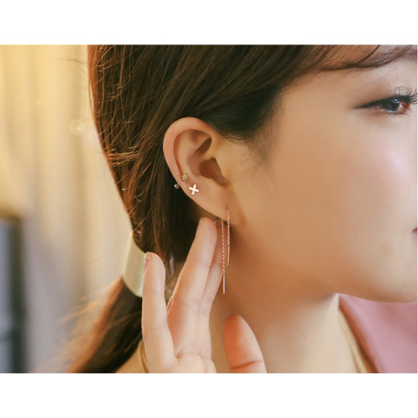 E-3758  2016 Beautifu and Fashionl New Brief Style  Jewelry Gold /silver Plated Long Earring for Bride Stud Earring